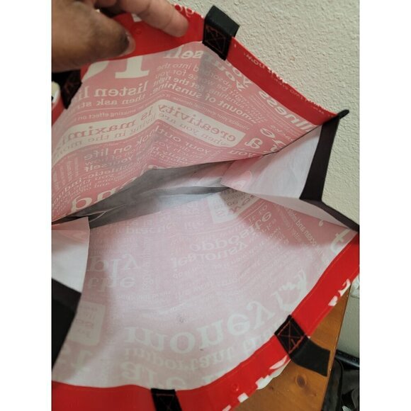 Lululemon Reusable Tote Bags Set Of 2 White & Red Eco-Friendly Shopping Bags - Picture 4 of 5